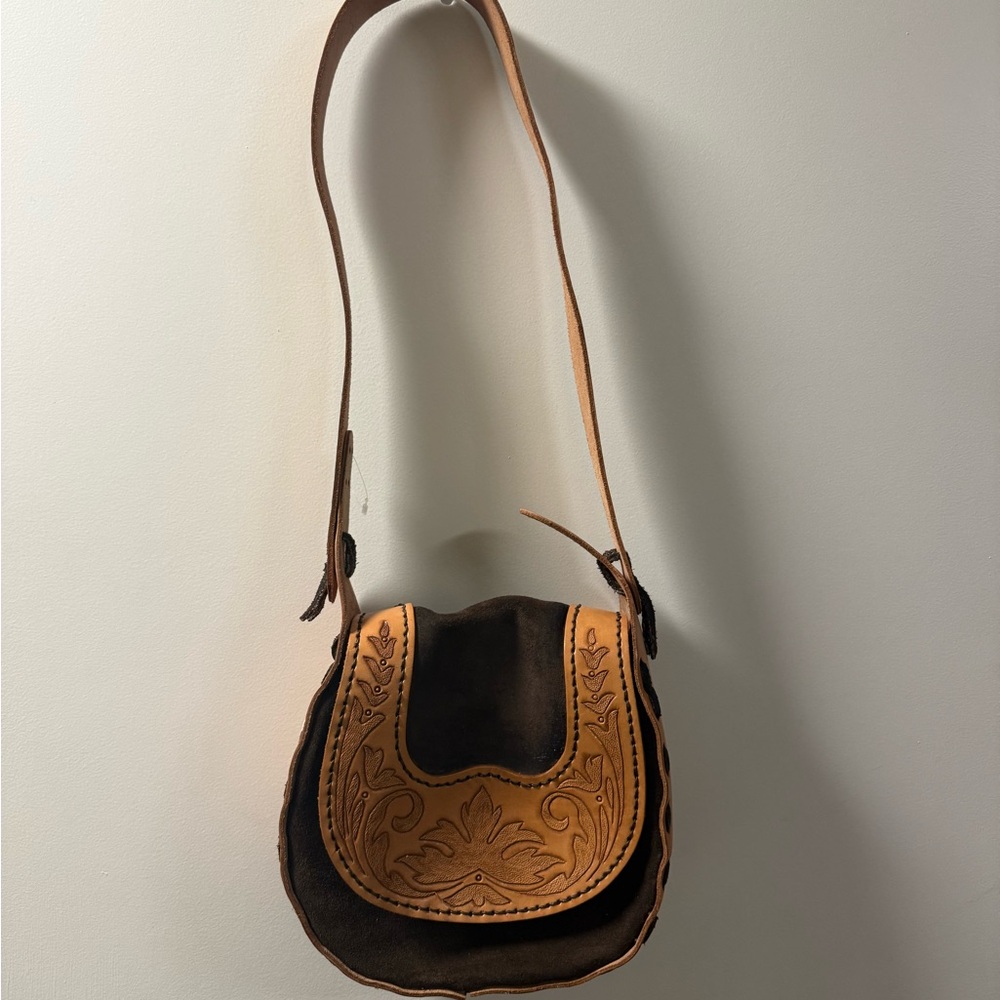 Vintage Style Brown and Tan Shoulder Bag